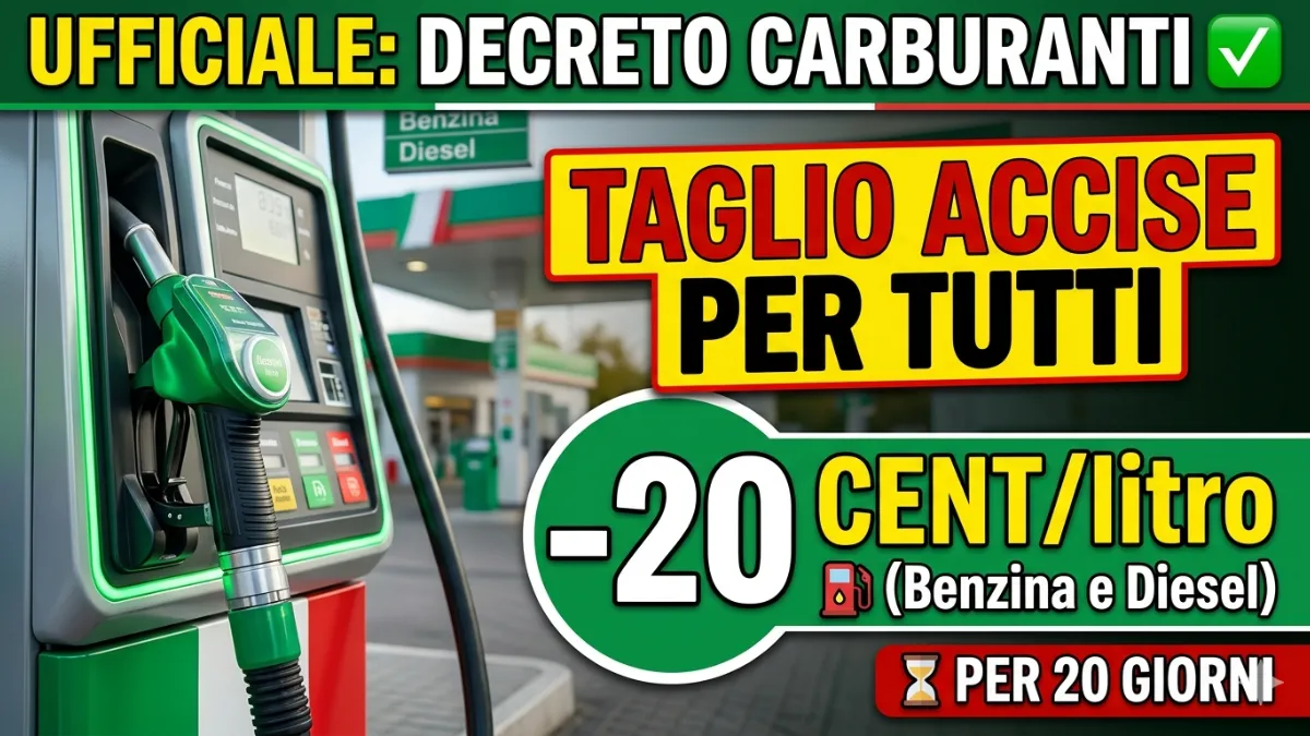 Approvato Bonus carburante 2026: taglio accise di 20 centesimi per 20 giorni su benzina e diesel